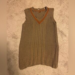 POL Brown and Orange Knit Sweater Vest